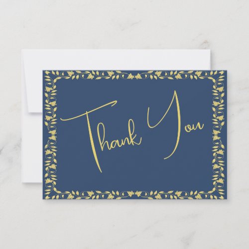 Blue and Gold Ivy Graduation Appreciation Thank You Card