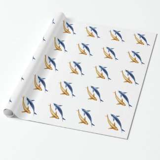 Blue and Gold Koi Fish Gift Wrap
