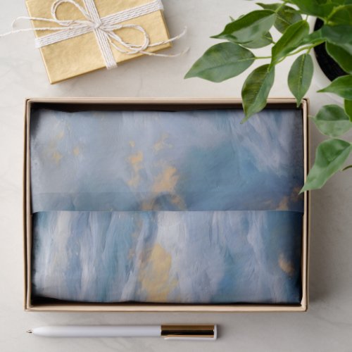 Blue and Gold Leaf Look Artsy Tissue Paper