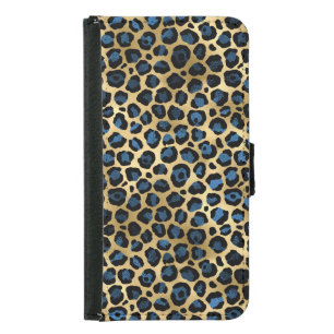 Blue and Gold Leapard print Samsung Galaxy S5 Wallet Case