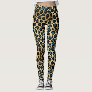 Blue and Gold Leopard  Leggings