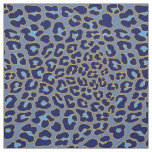 Blue and gold leopard print  fabric