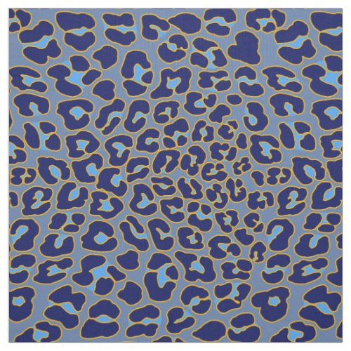 Blue and gold leopard print  fabric
