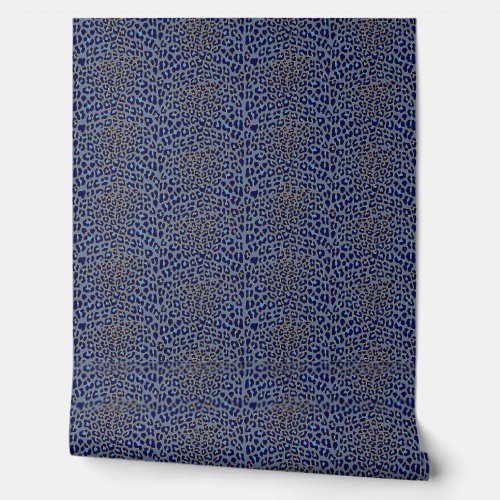 Blue and gold leopard print wallpaper 