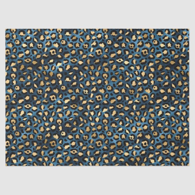 Blue and Gold Leopard Series Design 1 Tissue Paper (Front)