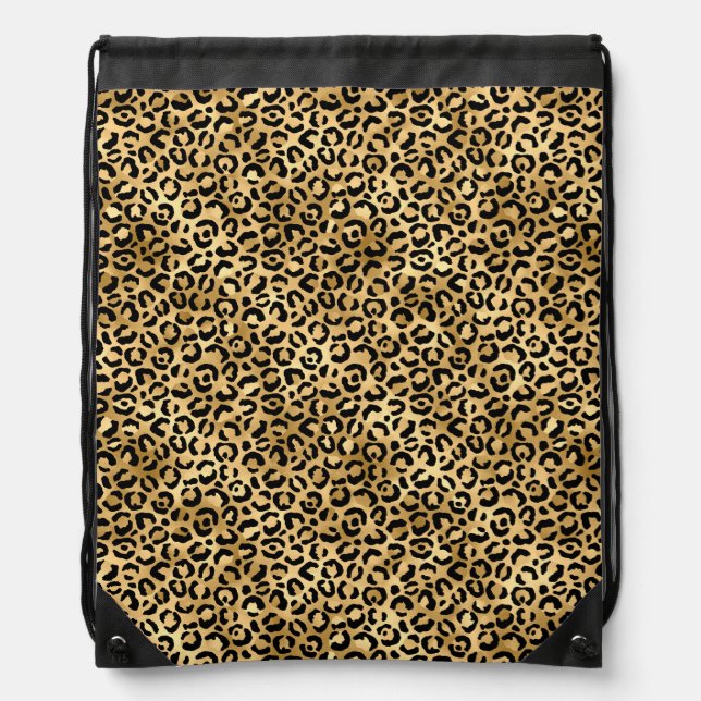 Blue and Gold Leopard Series Design 2 Drawstring Bag (Front)