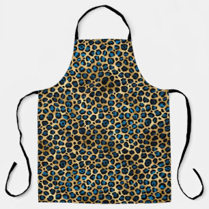 Blue and Gold Leopard Series Design 4 Apron