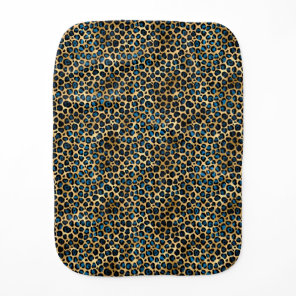 Blue and Gold Leopard Series Design 4 Baby Burp Cloth