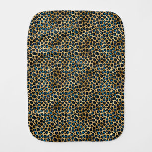 Blue and Gold Leopard Series Design 4 Baby Burp Cloth