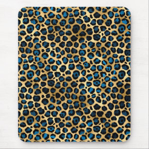 Blue and Gold Leopard Series Design 4 Mouse Pad