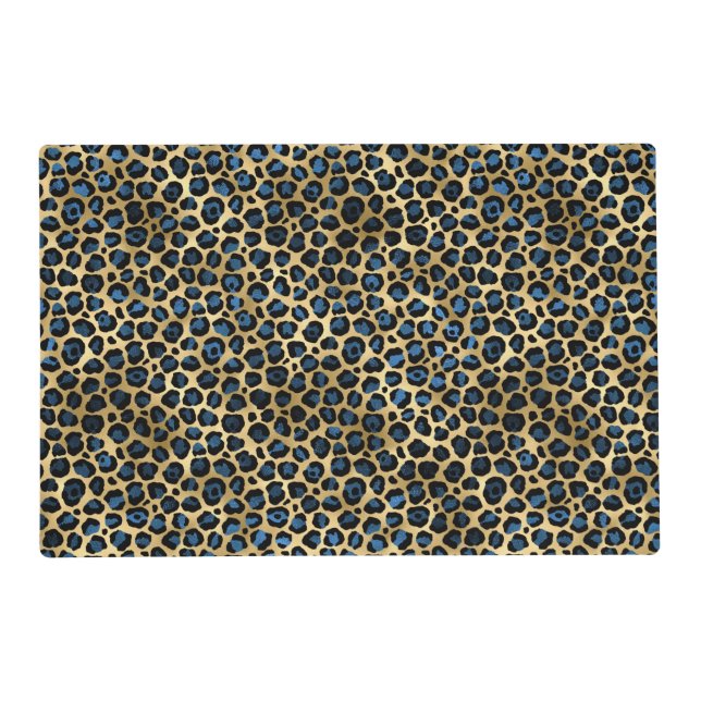 Blue and Gold Leopard Series Design 4 Placemat (Front)