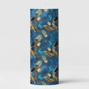 Blue and Gold Leopard Series Design 6 Pillar Candle