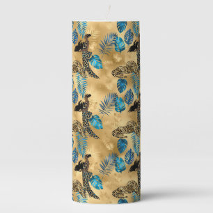 Blue and Gold Leopard Series Design 7 Pillar Candle