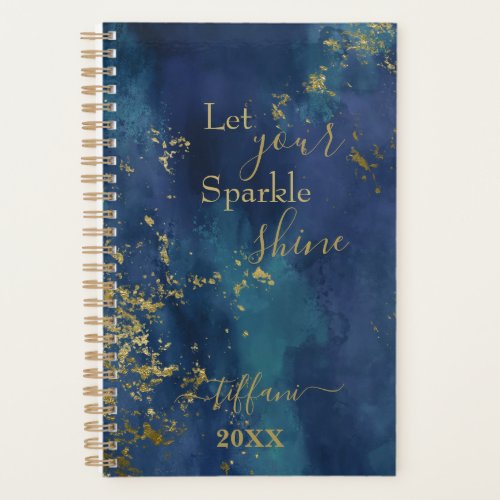 Blue and Gold Let Your Sparkle Shine Planner