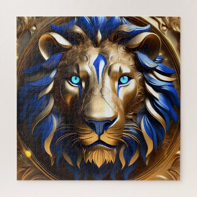 Blue And Gold Lion Head, Jigsaw Puzzle (Vertical)