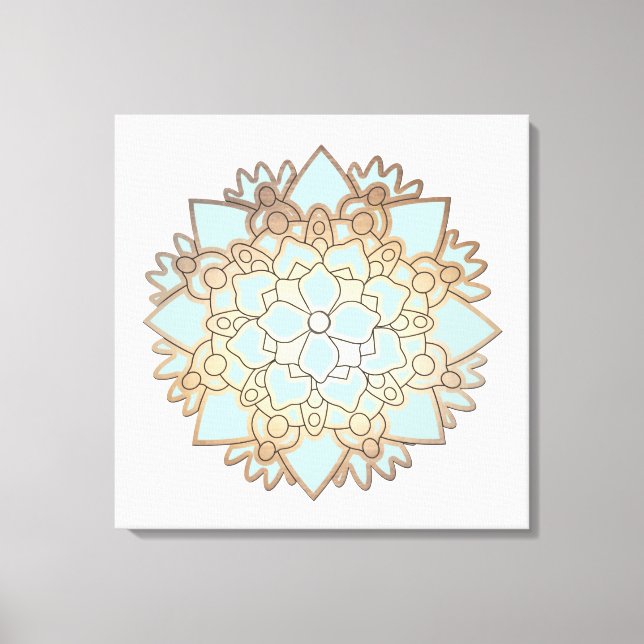 Blue and Gold Lotus Canvas Print (Front)