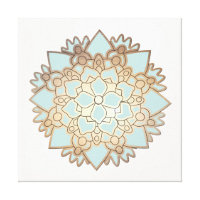 Blue and Gold Lotus Canvas Print
