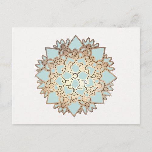 Blue and Gold Lotus Flower Postcard