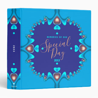 Blue and Gold Love Hearts Special Day 3 Ring Binder