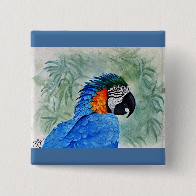 Blue and Gold Macaw Button (Front)