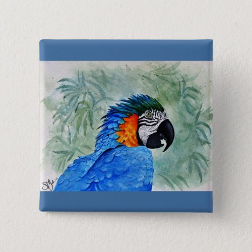 Blue and Gold Macaw Button