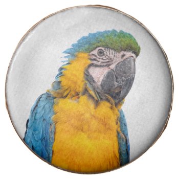 Blue And Gold Macaw Chocolate Covered Oreo by PixLifeBirds at Zazzle