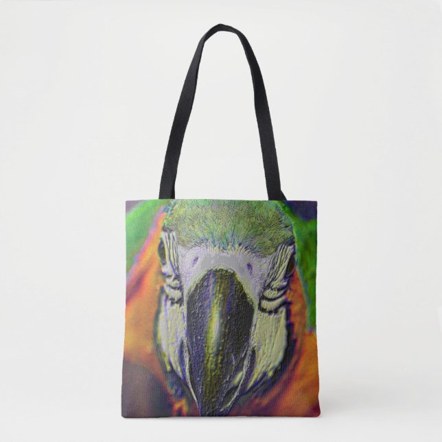Blue And Gold Macaw Face Parrot Art  Tote Bag (Front)