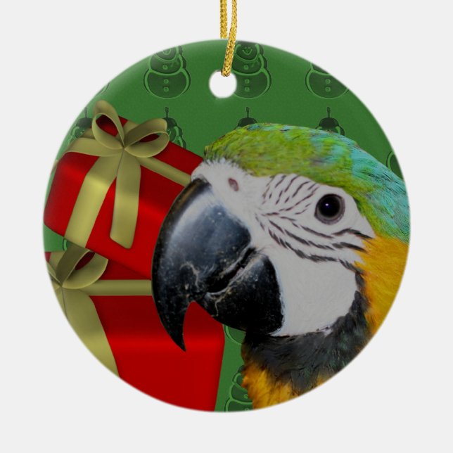 Blue And Gold Macaw Parrot Christmas Ornament (Front)