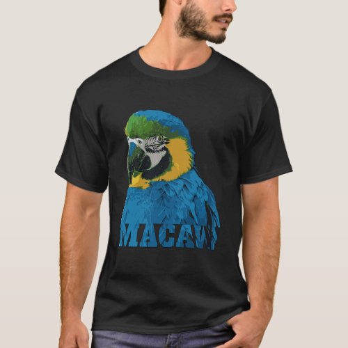 Blue And Gold Macaw Parrot Image Word T_Shirt