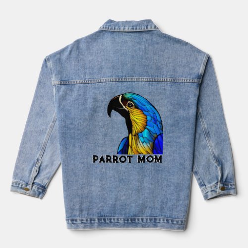 Blue and Gold Macaw Parrot Mom  Denim Jacket