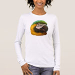 Blue and Gold Macaw Realistic Painting Long Sleeve T-Shirt