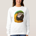 Blue and gold macaw realistic painting sweatshirt