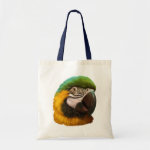 Blue and Gold Macaw Realistic Painting Tote Bag