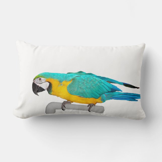 Blue and Gold Macaw Throw Pillow (Front)