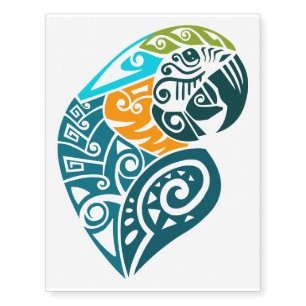 Blue and gold macaw tribal tattoo