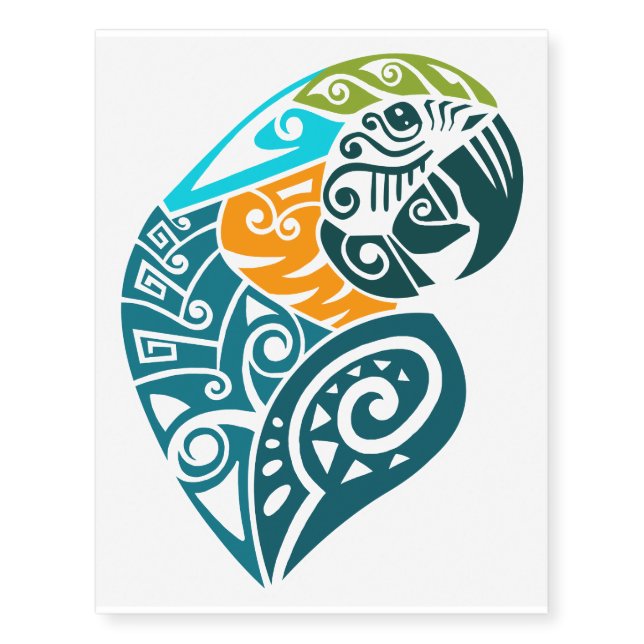 Blue and gold macaw tribal tattoo (Front)
