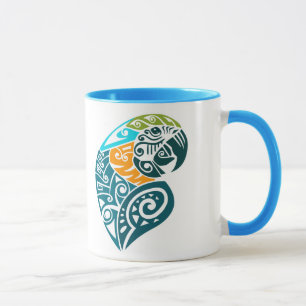 Blue and gold macaw tribal tattoo mug