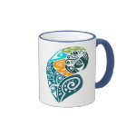 Blue and gold macaw tribal tattoo ringer coffee mug
