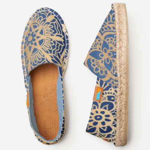 Blue and Gold Mandala Pattern Espadrilles