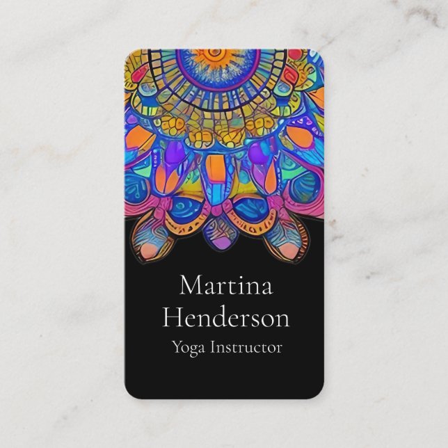 Blue and Gold Mandala Yoga Business Card (Front)