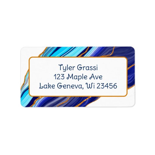 Blue and Gold Marble Art Label