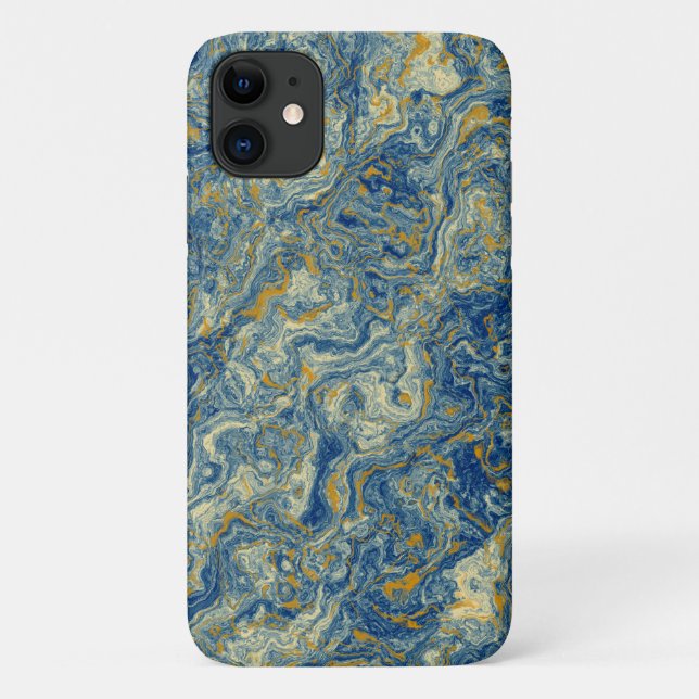 Blue and gold marble Case-Mate iPhone case (Back)