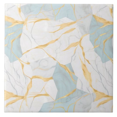 Blue and Gold Marble  Ceramic Tile