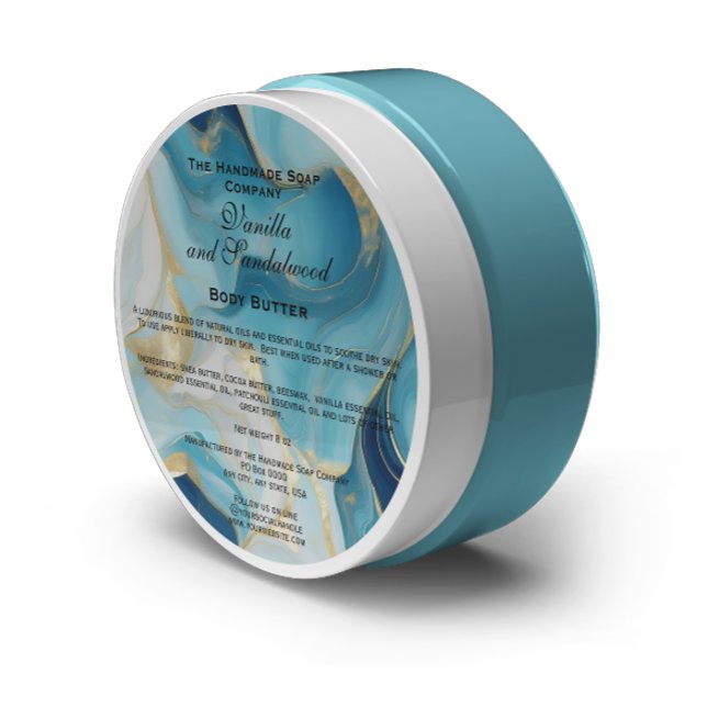 Blue and Gold Marble Cosmetics Jar Label (Creator Uploaded)