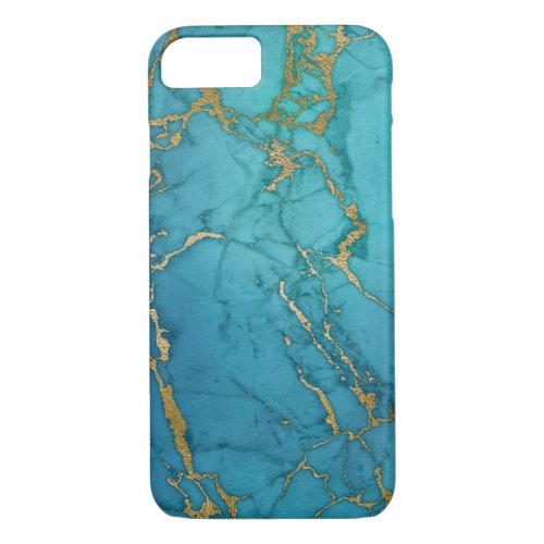 Blue and Gold Marble Elegant Modern Print iPhone 87 Case