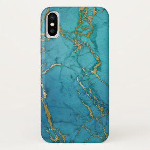 Blue and Gold Marble Elegant Modern Print iPhone X Case