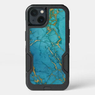 Blue and Gold Marble Elegant Modern Print iPhone 13 Case