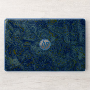 Blue and gold marble HP laptop skin