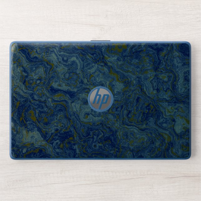 Blue and gold marble HP laptop skin (Front)