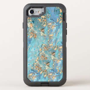 Blue and Gold Marble OtterBox Defender iPhone SE/8/7 Case